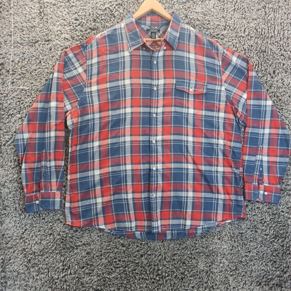Banana Republic Other - Land's End Shirt Men XXL 2XL Blue Plaid TraditionalFit Casual Button Down Collar